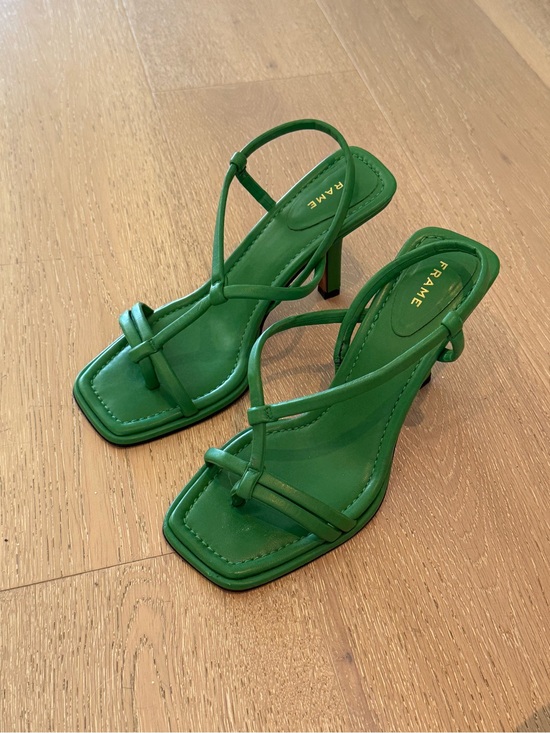 Frame Denim Shoes - Frame Denim Kelly Green Strappy Square-Toe Heels